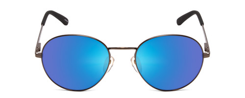 Front View of Smith Prep Unisex Round Sunglasses Gun Metal Silver/Polarized Blue Mirror 53 mm