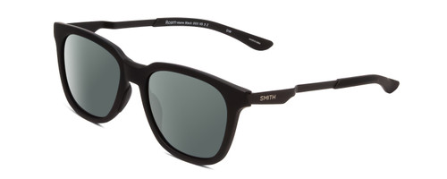 Profile View of Smith Optics Roam Designer Polarized Sunglasses with Custom Cut Smoke Grey Lenses in Matte Black Unisex Classic Full Rim Acetate 53 mm