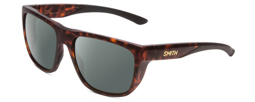 Profile View of Smith Optics Barra Designer Polarized Sunglasses with Custom Cut Smoke Grey Lenses in Matte Tortoise Havana Brown Gold Unisex Classic Full Rim Acetate 59 mm