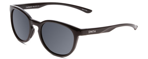 Profile View of Smith Eastbank Unisex Round Sunglasses Gloss Black/ChromaPop Polarize Black 52mm