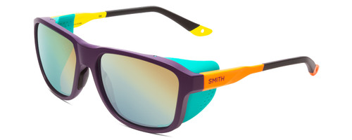 Profile View of Smith Embark Sunglasses Purple Cinder Hi Viz/CP Polarized Opal Blue Mirror 58 mm