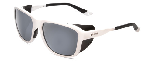 Profile View of Smith Embark Wrap Sunglasses in White & ChromaPop Polarized Platinum Mirror 58mm