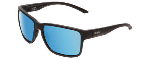 Profile View of Smith Emerge Unisex Sunglasses Matte Black/ChromaPop Polarized Blue Mirror 60 mm