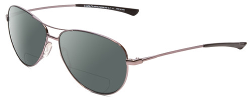 Profile View of Smith Optics Langley Designer Polarized Reading Sunglasses with Custom Cut Powered Smoke Grey Lenses in Dark Ruthenium Silver Black Unisex Pilot Full Rim Metal 60 mm