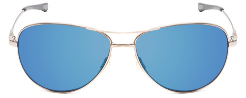 Front View of Smith Langley Aviator Sunglasses in Silver/ChromaPop Polarized Blue Mirror 60 mm