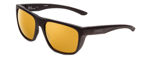 Profile View of Smith Barra Classic Sunglasses Black/ChromaPop Polarized Bronze Mirror Gold 59mm