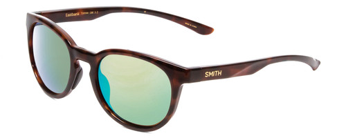 Profile View of Smith Eastbank Round Sunglasses Tortoise Gold/CP Polarized Opal Blue Mirror 52mm