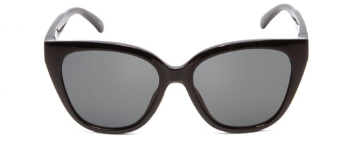 Front View of Smith Optic Era Women Cateye Designer Sunglasses Gloss Black/Polarized Gray 55mm