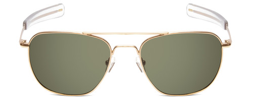 Front View of Ernest Hemingway H202 55mm Metal Pilot Polarized Sunglasses in Gold&Green/Blue