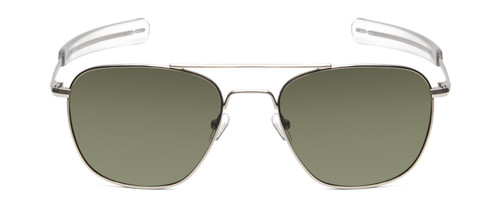 Front View of Ernest Hemingway H202 55 mm Metal Pilot Polarized Sunglasses Silver&Green/Blue