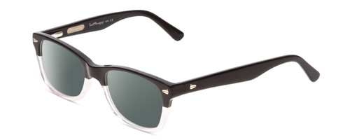 Profile View of Ernest Hemingway H4606 Designer Polarized Sunglasses with Custom Cut Smoke Grey Lenses in Shiny Black Clear 2 Tone Unisex Cateye Full Rim Acetate 51 mm