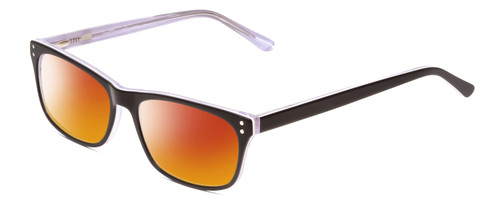 Profile View of Ernest Hemingway H4684 Designer Polarized Sunglasses with Custom Cut Red Mirror Lenses in Shiny Black White Clear Crystal Triple Layered Unisex Cateye Full Rim Acetate 53 mm