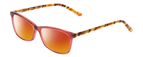 Profile View of Ernest Hemingway H4696 Designer Polarized Sunglasses with Custom Cut Red Mirror Lenses in Ruby Red Crystal/Orange Yellow Brown Tiger Print Ladies Cateye Full Rim Acetate 54 mm