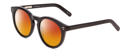 Profile View of Ernest Hemingway H4725 Designer Polarized Sunglasses with Custom Cut Red Mirror Lenses in Gloss Black Ladies Cateye Full Rim Acetate 52 mm