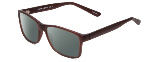 Profile View of 2000&Beyond 3059 Designer Polarized Sunglasses with Custom Cut Smoke Grey Lenses in Matte Brown Mens Classic Full Rim Acetate 55 mm