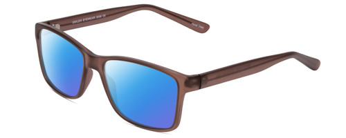 Profile View of 2000&Beyond 3059 Designer Polarized Sunglasses with Custom Cut Blue Mirror Lenses in Matte Grey Mens Classic Full Rim Acetate 55 mm