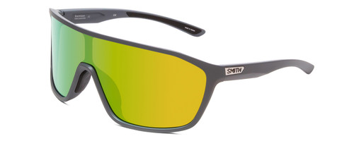 Profile View of Smith Optics Boomtown Unisex Sunglasses Cement Grey/Polarized Green Mirror 135mm