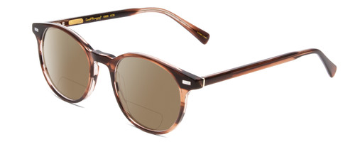 Profile View of Ernest Hemingway H4908 Designer Polarized Reading Sunglasses with Custom Cut Powered Amber Brown Lenses in Brown Amber Crystal Unisex Round Full Rim Acetate 49 mm