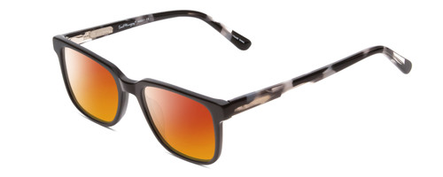 Profile View of Ernest Hemingway H4831 Designer Polarized Sunglasses with Custom Cut Red Mirror Lenses in Gloss Black/Grey Blue Marble Unisex Rectangle Full Rim Acetate 50 mm