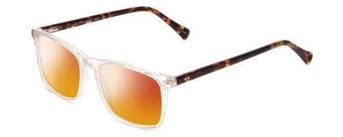 Profile View of Ernest Hemingway H4833 Designer Polarized Sunglasses with Custom Cut Red Mirror Lenses in Clear Crystal/Brown Yellow Tortoise Havana Unisex Cateye Full Rim Acetate 52 mm