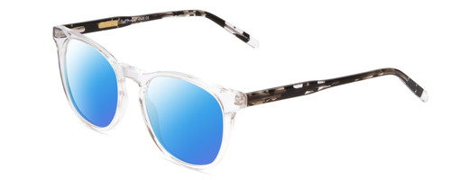 Profile View of Ernest Hemingway H4840 Designer Polarized Sunglasses with Custom Cut Blue Mirror Lenses in Clear Crystal/Black Amber Brown Glitter Tortoise Unisex Cateye Full Rim Acetate 50 mm