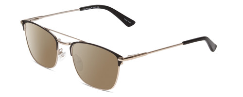 Profile View of Ernest Hemingway H4843 Designer Polarized Sunglasses with Custom Cut Amber Brown Lenses in Satin Metallic Black Silver Unisex Pilot Full Rim Stainless Steel 53 mm