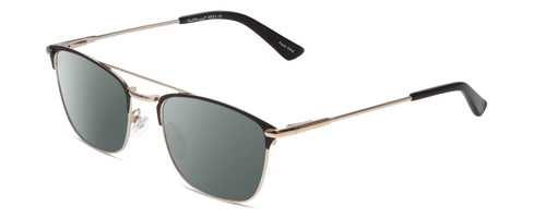 Profile View of Ernest Hemingway H4843 Designer Polarized Sunglasses with Custom Cut Smoke Grey Lenses in Satin Metallic Black Silver Unisex Pilot Full Rim Stainless Steel 53 mm