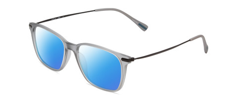 Profile View of Ernest Hemingway H4846 Designer Polarized Sunglasses with Custom Cut Blue Mirror Lenses in Matte Grey Crystal Black Metal Unisex Cateye Full Rim Acetate 53 mm