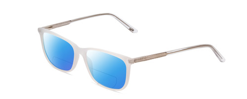 Profile View of Ernest Hemingway H4848 Designer Polarized Reading Sunglasses with Custom Cut Powered Blue Mirror Lenses in Matte/Gloss Clear Crystal Silver Unisex Cateye Full Rim Acetate 54 mm