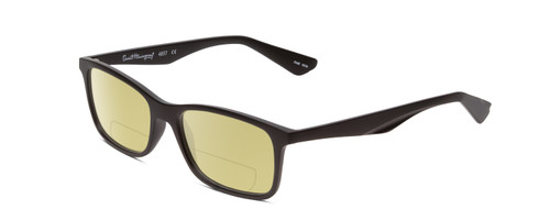 Profile View of Ernest Hemingway H4857 Designer Polarized Reading Sunglasses with Custom Cut Powered Sun Flower Yellow Lenses in Matte Black Unisex Cateye Full Rim Acetate 56 mm