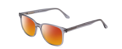 Profile View of Ernest Hemingway H4860 Designer Polarized Sunglasses with Custom Cut Red Mirror Lenses in Grey Blue Crystal Unisex Cateye Full Rim Acetate 52 mm