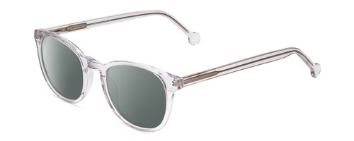 Profile View of Ernest Hemingway H4865 Designer Polarized Sunglasses with Custom Cut Smoke Grey Lenses in Clear Crystal Silver Glitter/Rounded Tips Unisex Cateye Full Rim Acetate 49 mm