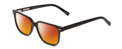 Profile View of Ernest Hemingway H4868 Designer Polarized Sunglasses with Custom Cut Red Mirror Lenses in Gloss Black/Silver Accents Unisex Cateye Full Rim Acetate 52 mm