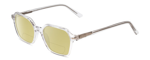 Profile View of Ernest Hemingway H4872 Designer Polarized Reading Sunglasses with Custom Cut Powered Sun Flower Yellow Lenses in Clear Crystal/Silver Glitter Accent Unisex Square Full Rim Acetate 50 mm