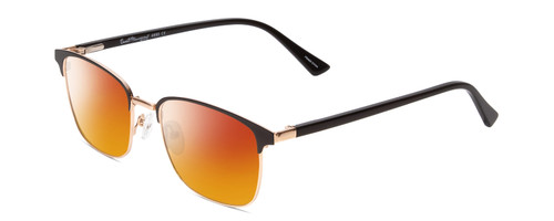 Profile View of Ernest Hemingway H4890 Designer Polarized Sunglasses with Custom Cut Red Mirror Lenses in Gloss Black/Shiny Gold Unisex Cateye Full Rim Stainless Steel 53 mm