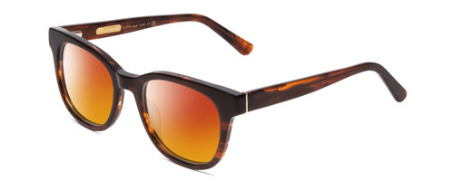 Profile View of Ernest Hemingway H4901 Designer Polarized Sunglasses with Custom Cut Red Mirror Lenses in Shiny Auburn Brown Tortoise Havana Ladies Cateye Full Rim Acetate 51 mm