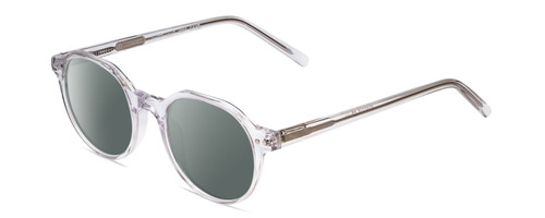 Profile View of Ernest Hemingway H4907 Designer Polarized Sunglasses with Custom Cut Smoke Grey Lenses in Clear Crystal Ladies Round Full Rim Acetate 48 mm