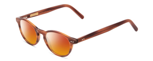 Profile View of Ernest Hemingway H4912 Designer Polarized Sunglasses with Custom Cut Red Mirror Lenses in Blonde Amber Brown Marbled Lines/Silver Accents Unisex Round Full Rim Acetate 47 mm