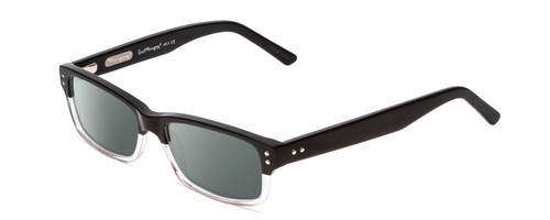 Profile View of Ernest Hemingway H4913 Designer Polarized Sunglasses with Custom Cut Smoke Grey Lenses in Gloss Black Clear Crystal 2 Tone/Silver Studs Unisex Rectangle Full Rim Acetate 50 mm