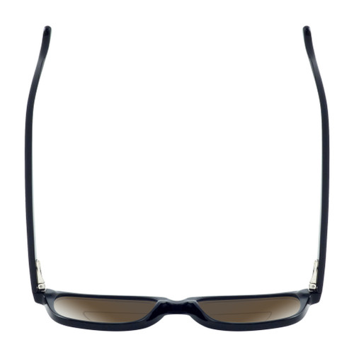 Top View of Ernest Hemingway H4617 Designer Polarized Reading Sunglasses with Custom Cut Powered Amber Brown Lenses in Matte Black Unisex Cateye Full Rim Acetate 56 mm