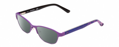 Profile View of Guess GU9170 Designer Polarized Sunglasses with Custom Cut Smoke Grey Lenses in Matte Pink Purple Animal Print Ladies Classic Full Rim Metal 49 mm