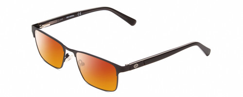 Profile View of Harley Davidson HD0132T Designer Polarized Sunglasses with Custom Cut Red Mirror Lenses in Matte Black Unisex Square Full Rim Metal 49 mm