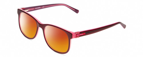 Profile View of Harley Davidson HD0546 Designer Polarized Sunglasses with Custom Cut Red Mirror Lenses in Burgundy Red Rose Pink Ladies Classic Full Rim Acetate 53 mm