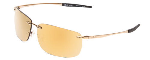 Profile View of REVO Descend Z Unisex Oval Rimless Sunglasses in Gold/Champagne Gold Yellow 64mm