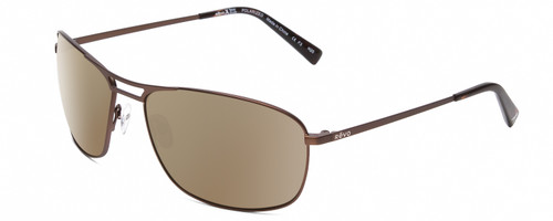 Profile View of REVO x Bear Grylls Surge Designer Polarized Sunglasses with Custom Cut Amber Brown Lenses in Matte Brown Unisex Aviator Full Rim Metal 62 mm