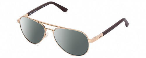 Profile View of REVO Raconteur Designer Polarized Sunglasses with Custom Cut Smoke Grey Lenses in Gold Unisex Pilot Full Rim Metal 58 mm