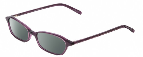 Profile View of Jones New York J220 Designer Polarized Sunglasses with Custom Cut Smoke Grey Lenses in Purple Crystal Ladies Cat Eye Full Rim Acetate 49 mm