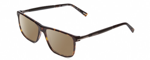 Profile View of Chopard VCH240 Designer Polarized Sunglasses with Custom Cut Amber Brown Lenses in Brown Auburn Tortoise Havana/Grey Mens Rectangular Full Rim Metal 55 mm