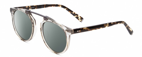 Profile View of John Varvatos V602 Designer Polarized Sunglasses with Custom Cut Smoke Grey Lenses in Grey Crystal /Gunmetal/Tortoise Unisex Round Full Rim Acetate 52 mm