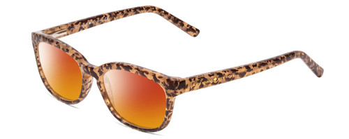 Profile View of Kate Spade TABBY/O Designer Polarized Sunglasses with Custom Cut Red Mirror Lenses in Light Beige Crystal & Brown Spotty Tortoise  Ladies Cat Eye Full Rim Acetate 50 mm